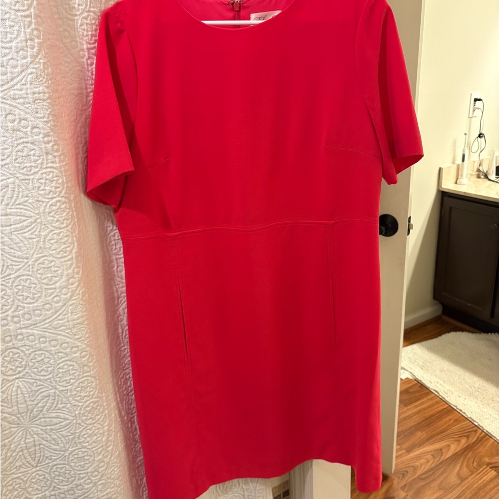 Women's Bright Pink Short Sleeve Shift Dress - Eliza J